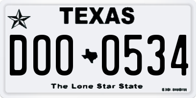 TX license plate DOO0534
