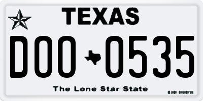TX license plate DOO0535
