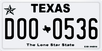 TX license plate DOO0536