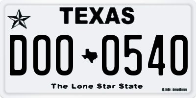 TX license plate DOO0540