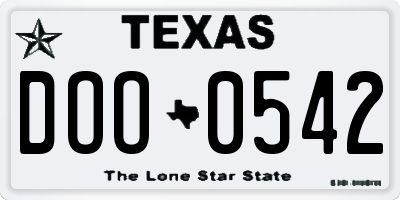 TX license plate DOO0542