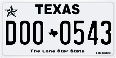 TX license plate DOO0543