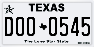 TX license plate DOO0545