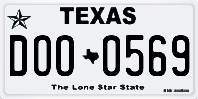 TX license plate DOO0569