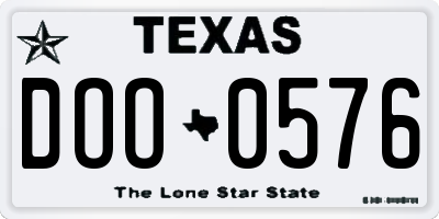 TX license plate DOO0576