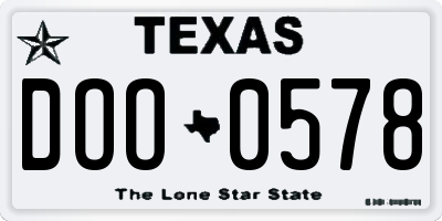 TX license plate DOO0578