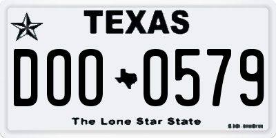 TX license plate DOO0579
