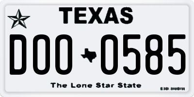 TX license plate DOO0585