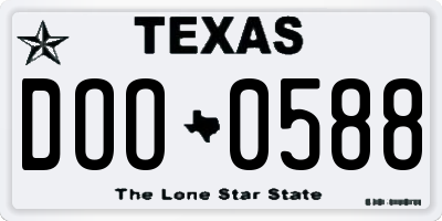 TX license plate DOO0588