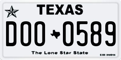 TX license plate DOO0589