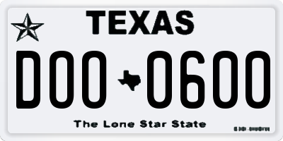 TX license plate DOO0600