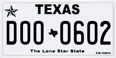 TX license plate DOO0602
