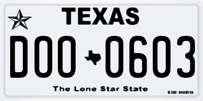 TX license plate DOO0603