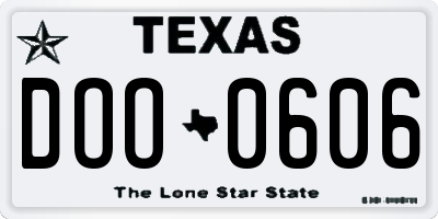 TX license plate DOO0606
