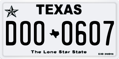TX license plate DOO0607