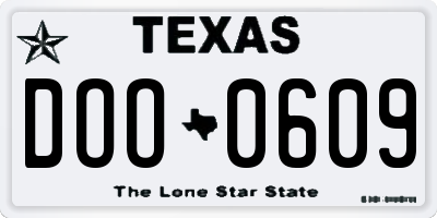 TX license plate DOO0609