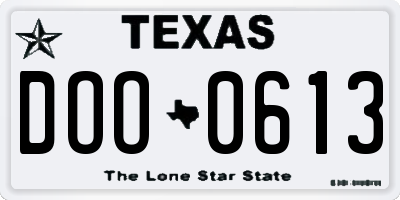 TX license plate DOO0613