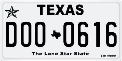 TX license plate DOO0616