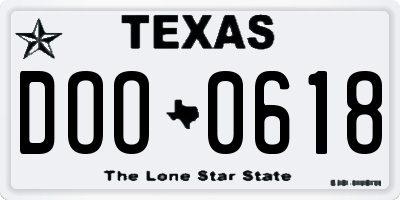 TX license plate DOO0618