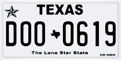 TX license plate DOO0619