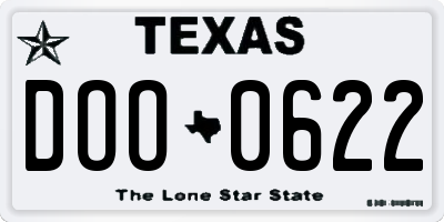 TX license plate DOO0622