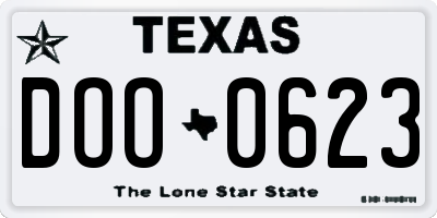 TX license plate DOO0623