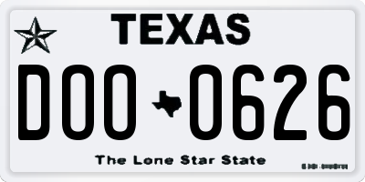 TX license plate DOO0626