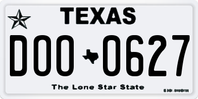 TX license plate DOO0627