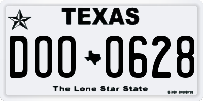 TX license plate DOO0628