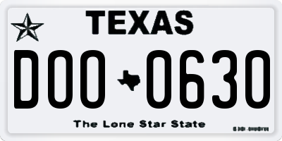 TX license plate DOO0630