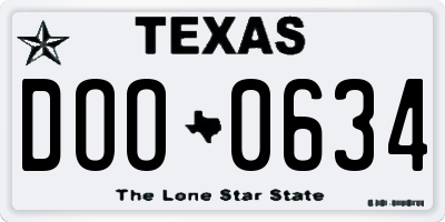 TX license plate DOO0634