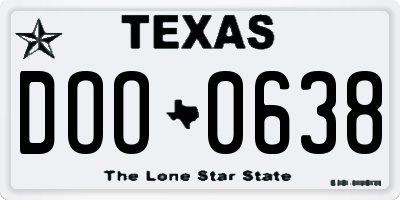 TX license plate DOO0638