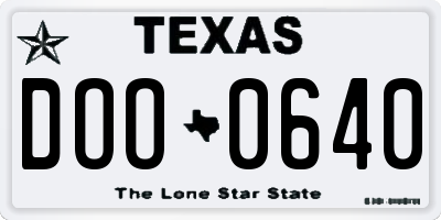 TX license plate DOO0640