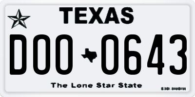 TX license plate DOO0643