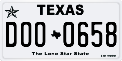 TX license plate DOO0658