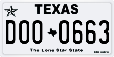 TX license plate DOO0663