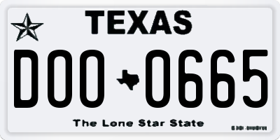 TX license plate DOO0665