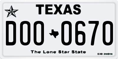 TX license plate DOO0670