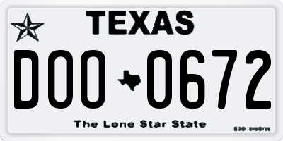 TX license plate DOO0672