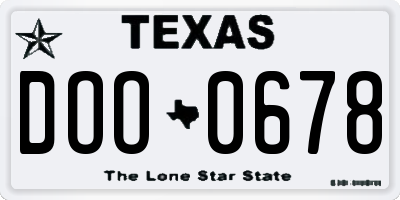 TX license plate DOO0678