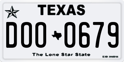 TX license plate DOO0679
