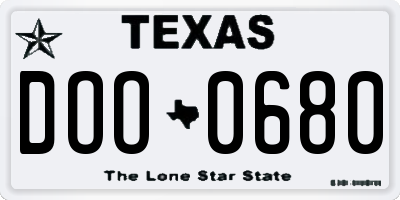 TX license plate DOO0680