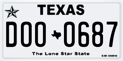 TX license plate DOO0687