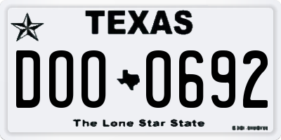 TX license plate DOO0692
