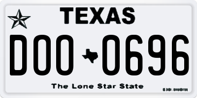 TX license plate DOO0696
