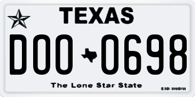 TX license plate DOO0698