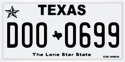 TX license plate DOO0699