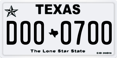 TX license plate DOO0700