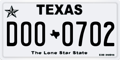TX license plate DOO0702