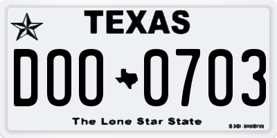 TX license plate DOO0703